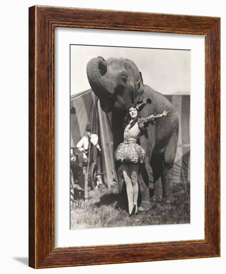 Circus Performer Posing with Elephant-Everett Collection-Framed Photographic Print