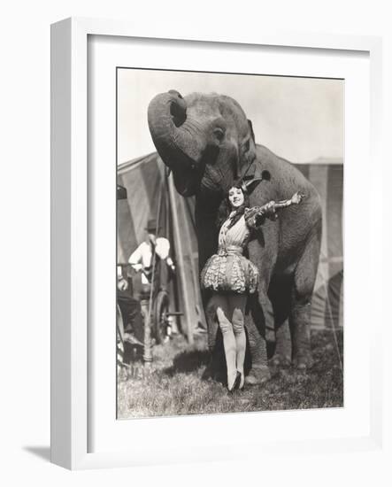 Circus Performer Posing with Elephant-Everett Collection-Framed Photographic Print