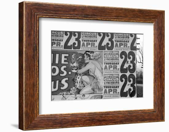 Circus poster covering a building near Lynchburg, South Carolina, 1936-Walker Evans-Framed Photographic Print