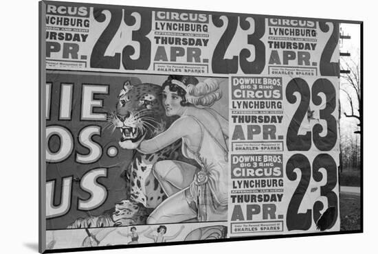 Circus poster covering a building near Lynchburg, South Carolina, 1936-Walker Evans-Mounted Photographic Print