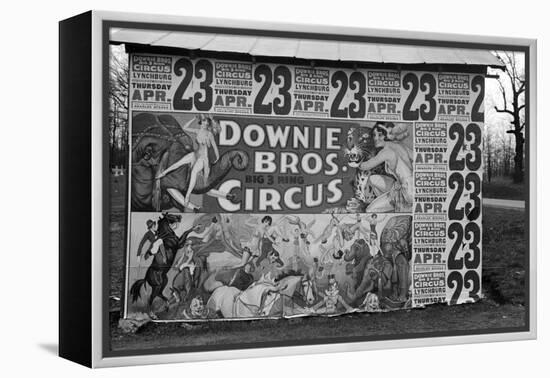 Circus poster covering a building near Lynchburg, South Carolina, 1936-Walker Evans-Framed Premier Image Canvas