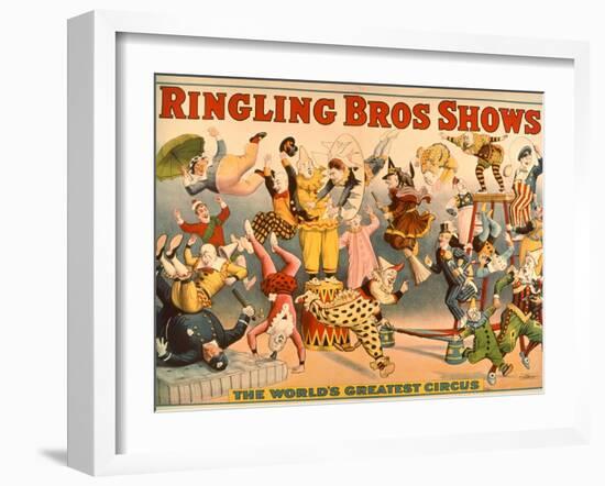 Circus Poster: Ringling Bros Shows - the World's Greatest Circus-null-Framed Giclee Print