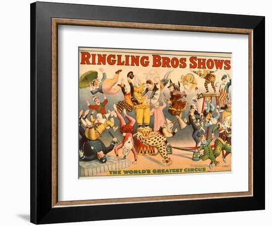 Circus Poster: Ringling Bros Shows - the World's Greatest Circus--Framed Giclee Print