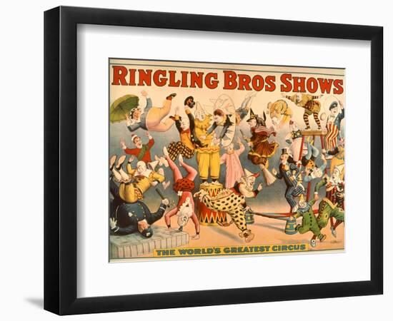 Circus Poster: Ringling Bros Shows - the World's Greatest Circus--Framed Giclee Print