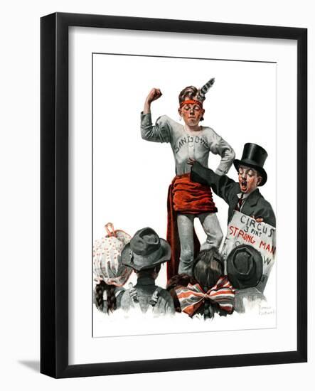 "Circus Strongman", June 3,1916-Norman Rockwell-Framed Giclee Print