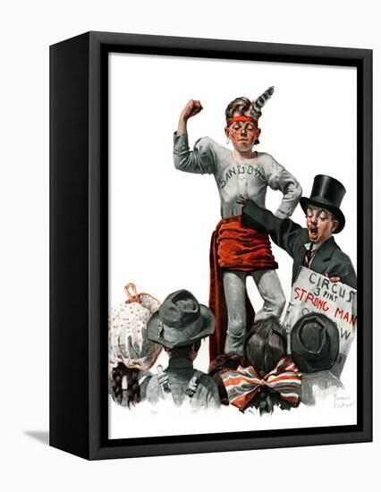 "Circus Strongman", June 3,1916-Norman Rockwell-Framed Premier Image Canvas