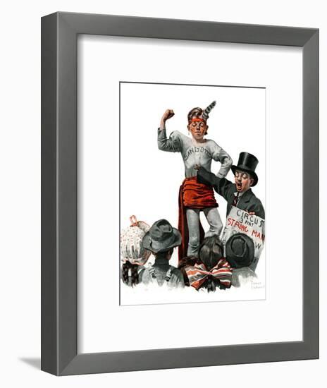 "Circus Strongman", June 3,1916-Norman Rockwell-Framed Giclee Print