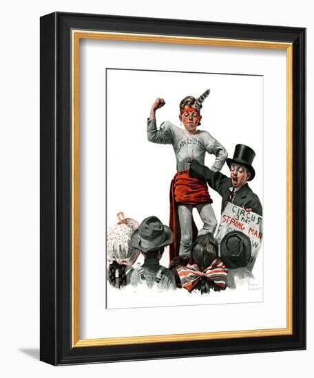 "Circus Strongman", June 3,1916-Norman Rockwell-Framed Giclee Print