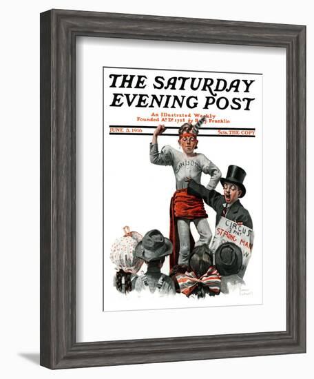 "Circus Strongman" Saturday Evening Post Cover, June 3,1916-Norman Rockwell-Framed Giclee Print