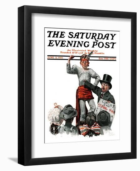 "Circus Strongman" Saturday Evening Post Cover, June 3,1916-Norman Rockwell-Framed Giclee Print