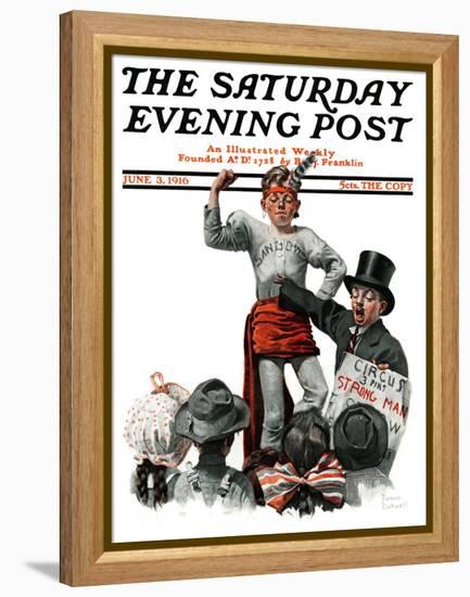 "Circus Strongman" Saturday Evening Post Cover, June 3,1916-Norman Rockwell-Framed Premier Image Canvas