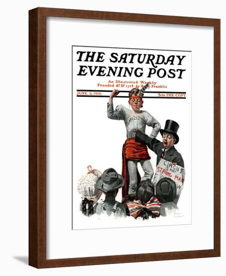 "Circus Strongman" Saturday Evening Post Cover, June 3,1916-Norman Rockwell-Framed Giclee Print