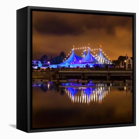 Circus Style Blue Tent At Night-rihardzz-Framed Premier Image Canvas