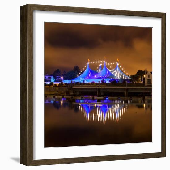 Circus Style Blue Tent At Night-rihardzz-Framed Photographic Print