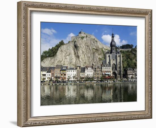 Citadel and Collegiate Church on River Meuse, Dinant, Wallonia, Belgium-Stuart Black-Framed Photographic Print