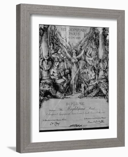 Citation Stating That Hazel Wightman Won Women's and Mixed Doubles in 1924 Olympics at Paris-null-Framed Photographic Print