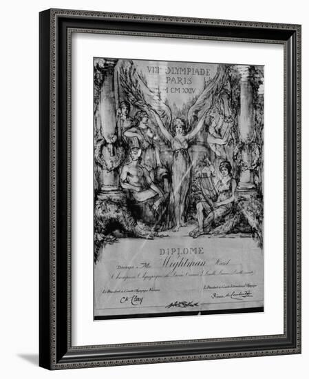 Citation Stating That Hazel Wightman Won Women's and Mixed Doubles in 1924 Olympics at Paris-null-Framed Photographic Print