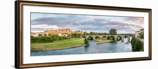 Cite De Carcassonne castle seen from Pont Neuf, Carcassonne, Aude, Languedoc-Rousillon, France-null-Framed Photographic Print