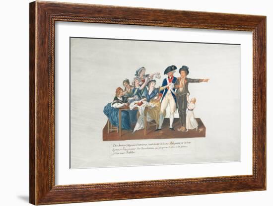 Citizens Contributing their Assignats to Equip a Young Man for War (Gouache on Card)-Lesueur Brothers-Framed Giclee Print