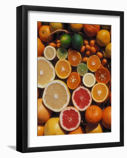 Citrus Fruits, Orange, Grapefruit, Lemon, Sliced in Half Showing Different Colours, Europe-Reinhard-Framed Photographic Print