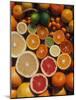 Citrus Fruits, Orange, Grapefruit, Lemon, Sliced in Half Showing Different Colours, Europe-Reinhard-Mounted Photographic Print