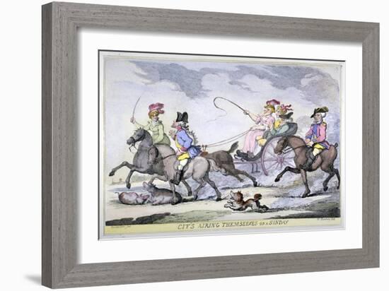 Cits Airing Themselves on a Sunday, 1809-Thomas Rowlandson-Framed Giclee Print