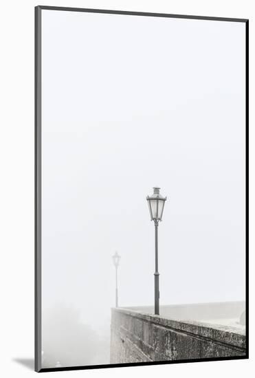 Citta di San Marino, Europe, street lamps in the fog,-Bernd Wittelsbach-Mounted Photographic Print