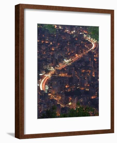 City and Car Lights of Jounieh, Near Beirut, Lebanon, Middle East-Christian Kober-Framed Photographic Print