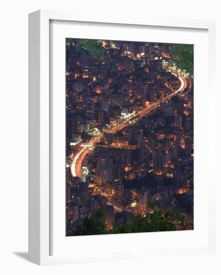 City and Car Lights of Jounieh, Near Beirut, Lebanon, Middle East-Christian Kober-Framed Photographic Print