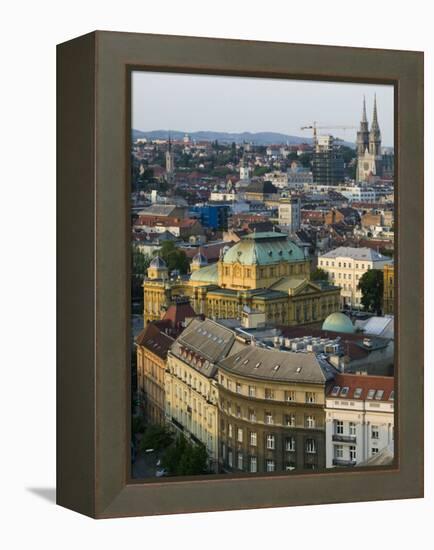 City and Croatian National Theater, Zagreb, Croatia-Walter Bibikow-Framed Premier Image Canvas