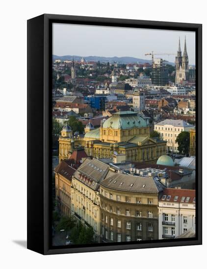 City and Croatian National Theater, Zagreb, Croatia-Walter Bibikow-Framed Premier Image Canvas