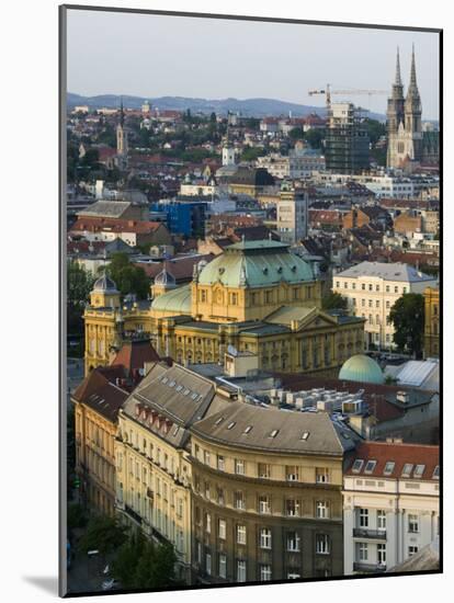 City and Croatian National Theater, Zagreb, Croatia-Walter Bibikow-Mounted Photographic Print