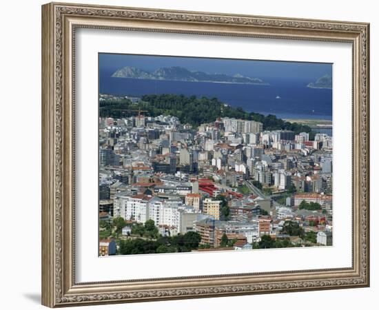 City and the Ria De Vigo, Islas Cies in the Distance, Vigo, Galicia, Spain, Europe-Maxwell Duncan-Framed Photographic Print