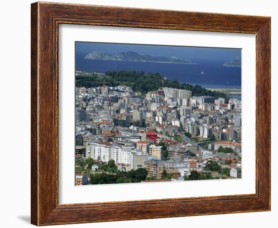 City and the Ria De Vigo, Islas Cies in the Distance, Vigo, Galicia, Spain, Europe-Maxwell Duncan-Framed Photographic Print