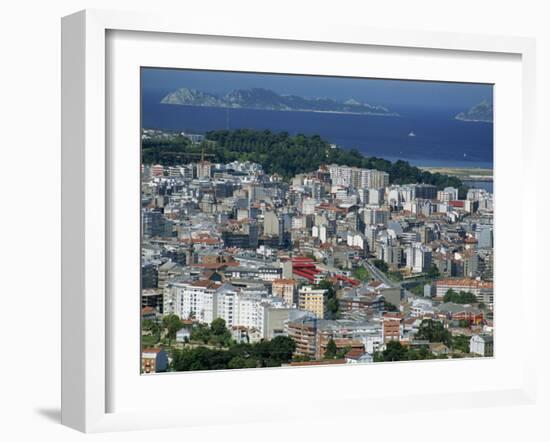 City and the Ria De Vigo, Islas Cies in the Distance, Vigo, Galicia, Spain, Europe-Maxwell Duncan-Framed Photographic Print