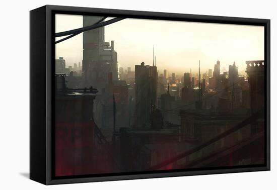 City at Dawn-Stephane Belin-Framed Stretched Canvas