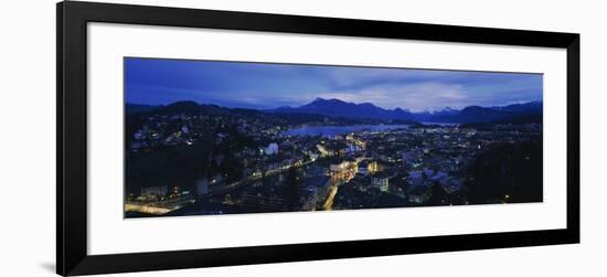 City at Dusk, Lucerne, Switzerland-null-Framed Photographic Print