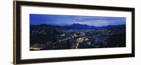 City at Dusk, Lucerne, Switzerland-null-Framed Photographic Print