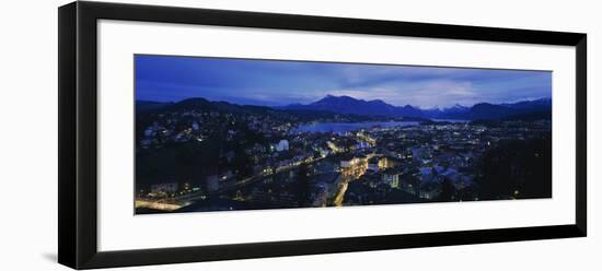 City at Dusk, Lucerne, Switzerland-null-Framed Photographic Print