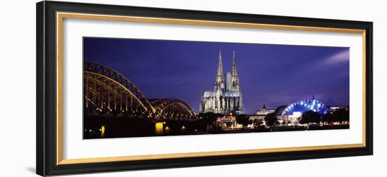 City at Dusk, Musical Dome, Cologne Cathedral, Hohenzollern Bridge, Rhine River, Cologne, North ...-null-Framed Photographic Print