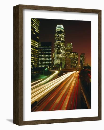 City at Night, Downtown Los Angeles, California, United States of America (U.S.A.), North America-Sylvain Grandadam-Framed Photographic Print