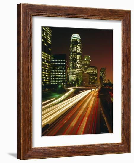 City at Night, Downtown Los Angeles, California, United States of America (U.S.A.), North America-Sylvain Grandadam-Framed Photographic Print