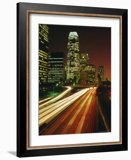 City at Night, Downtown Los Angeles, California, United States of America (U.S.A.), North America-Sylvain Grandadam-Framed Photographic Print