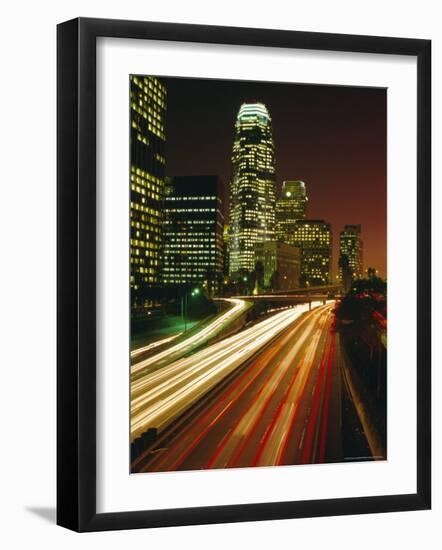 City at Night, Downtown Los Angeles, California, United States of America (U.S.A.), North America-Sylvain Grandadam-Framed Photographic Print