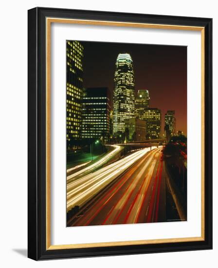 City at Night, Downtown Los Angeles, California, United States of America (U.S.A.), North America-Sylvain Grandadam-Framed Photographic Print