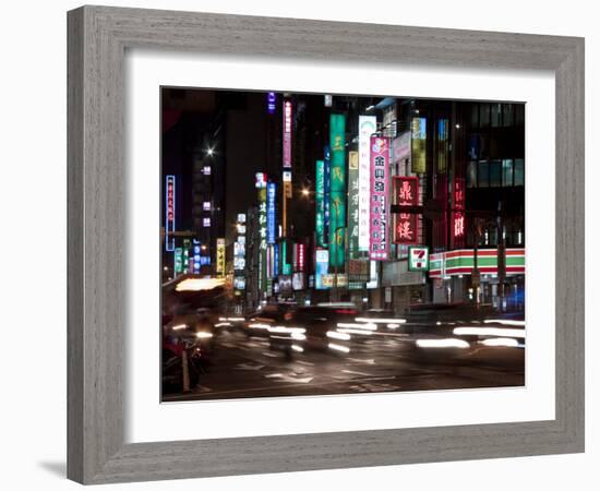 City at Night, Taipei, Taiwan, Asia-Charles Bowman-Framed Photographic Print