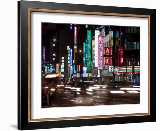 City at Night, Taipei, Taiwan, Asia-Charles Bowman-Framed Photographic Print