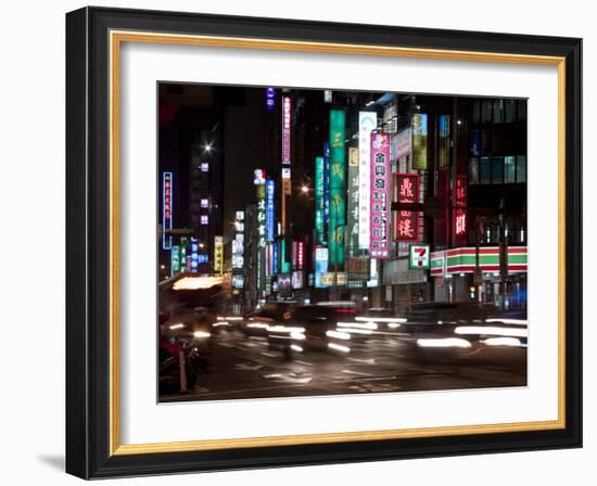 City at Night, Taipei, Taiwan, Asia-Charles Bowman-Framed Photographic Print