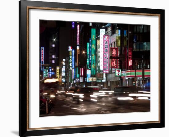 City at Night, Taipei, Taiwan, Asia-Charles Bowman-Framed Photographic Print