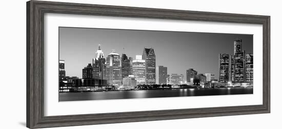 City at the Waterfront, Lake Erie, Detroit, Wayne County, Michigan, USA-null-Framed Photographic Print